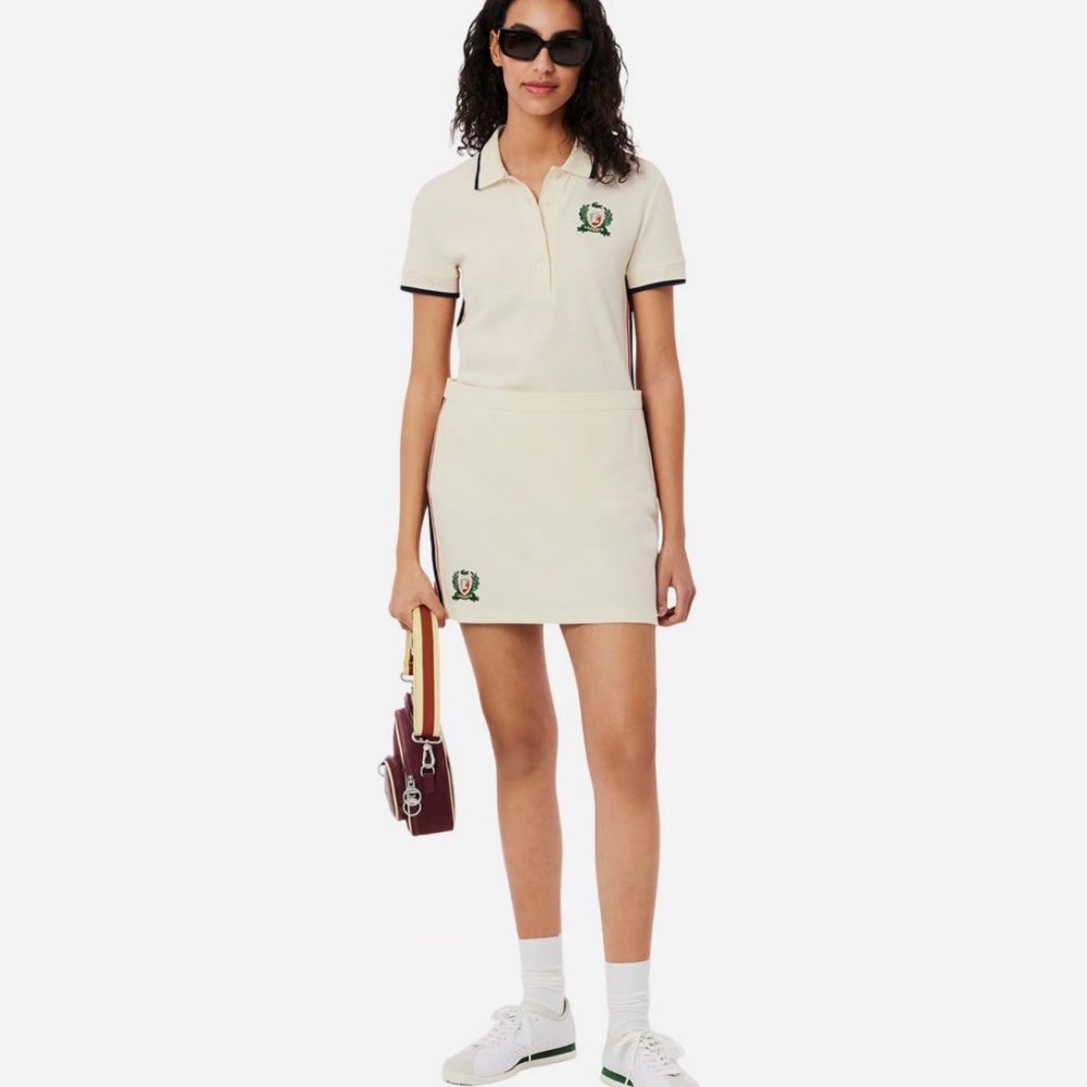 🆕 LACOSTE  Made in France Textured Piqué Skirt - Women's Size 38